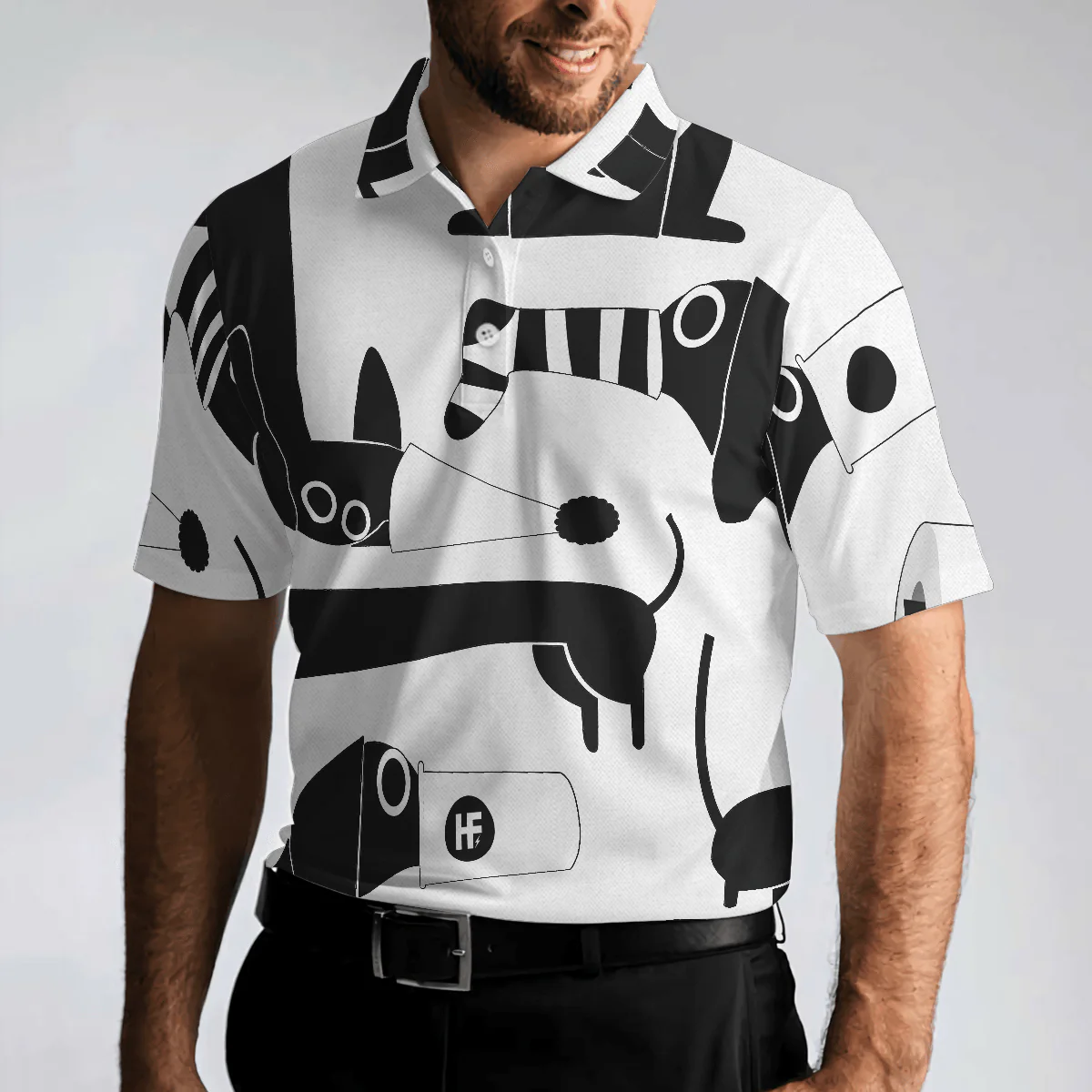 Funny Dachshund Men Polo Shirt, All My Dog Dachshund Shirt For Men, Black And White Dog Lover Polo Shirt, Gift For Dog Lovers - Image 5