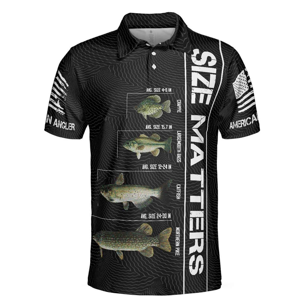 Funny Fishing Men Polo Shirt, Funny Size Matters, Stop Staring At My Bass American Flag Fishing Shirt For Men, Gift For Fishing Lovers - Image 3