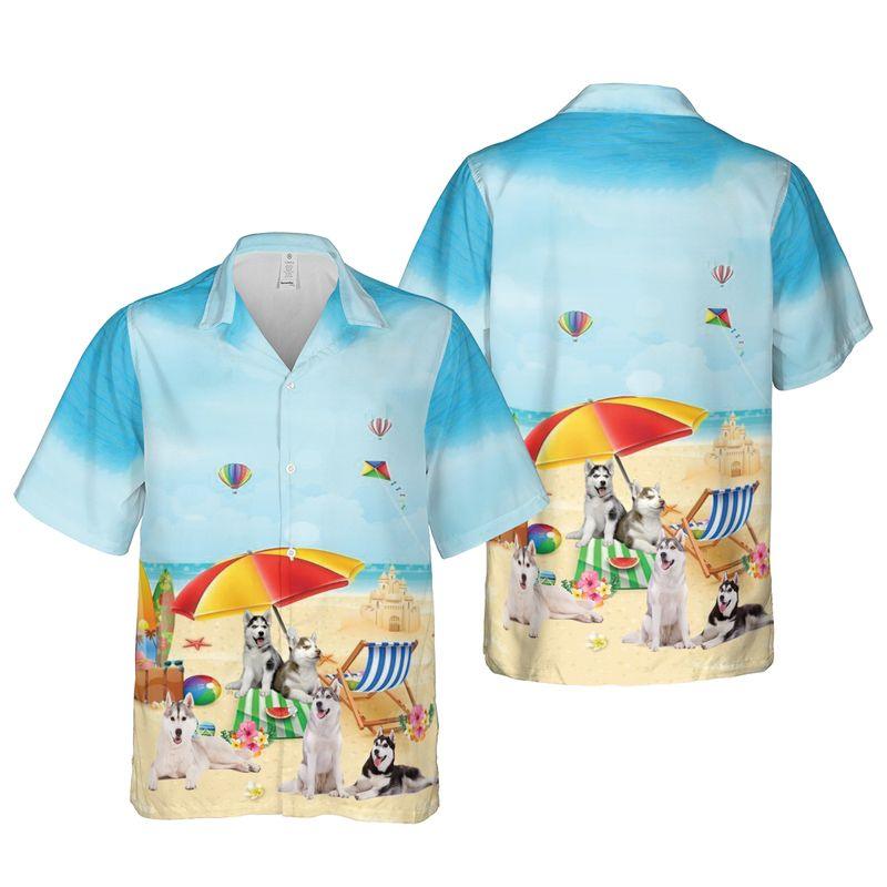 Funny Siberian Husky Dog Aloha Hawaiian Shirts For Summer, Dog Beach Picture Hawaiian Shirt For Men Women, Best Gift For Dog Lovers, Dog Mom Dad - Image 4