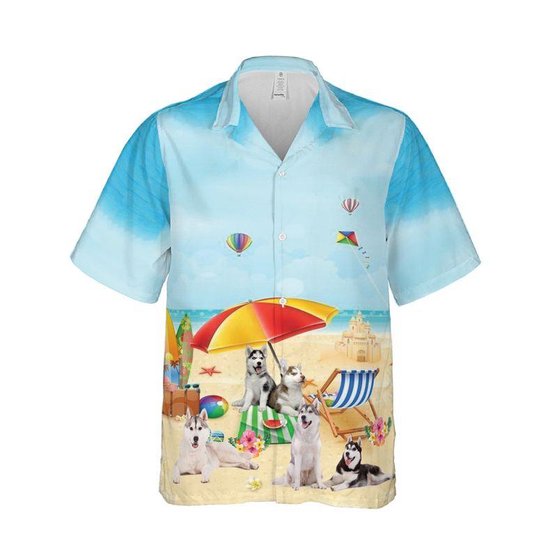 Funny Siberian Husky Dog Aloha Hawaiian Shirts For Summer, Dog Beach Picture Hawaiian Shirt For Men Women, Best Gift For Dog Lovers, Dog Mom Dad - Image 6
