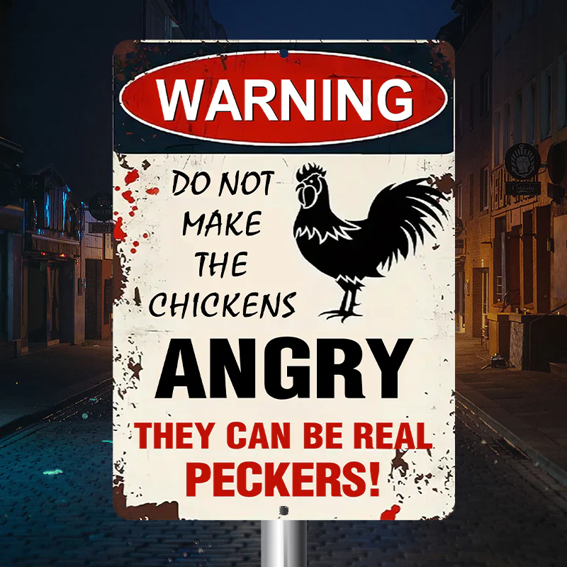 Funny Warning Chicken Metal Signs - Do Not Make The Chickens Angry, Decor Signs For Farm Home Restaurant Garage Outdoor Indoor - Image 2