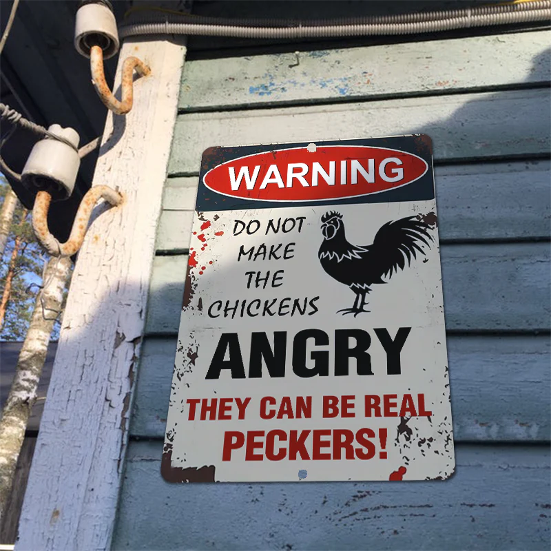 Funny Warning Chicken Metal Signs - Do Not Make The Chickens Angry, Decor Signs For Farm Home Restaurant Garage Outdoor Indoor - Image 6