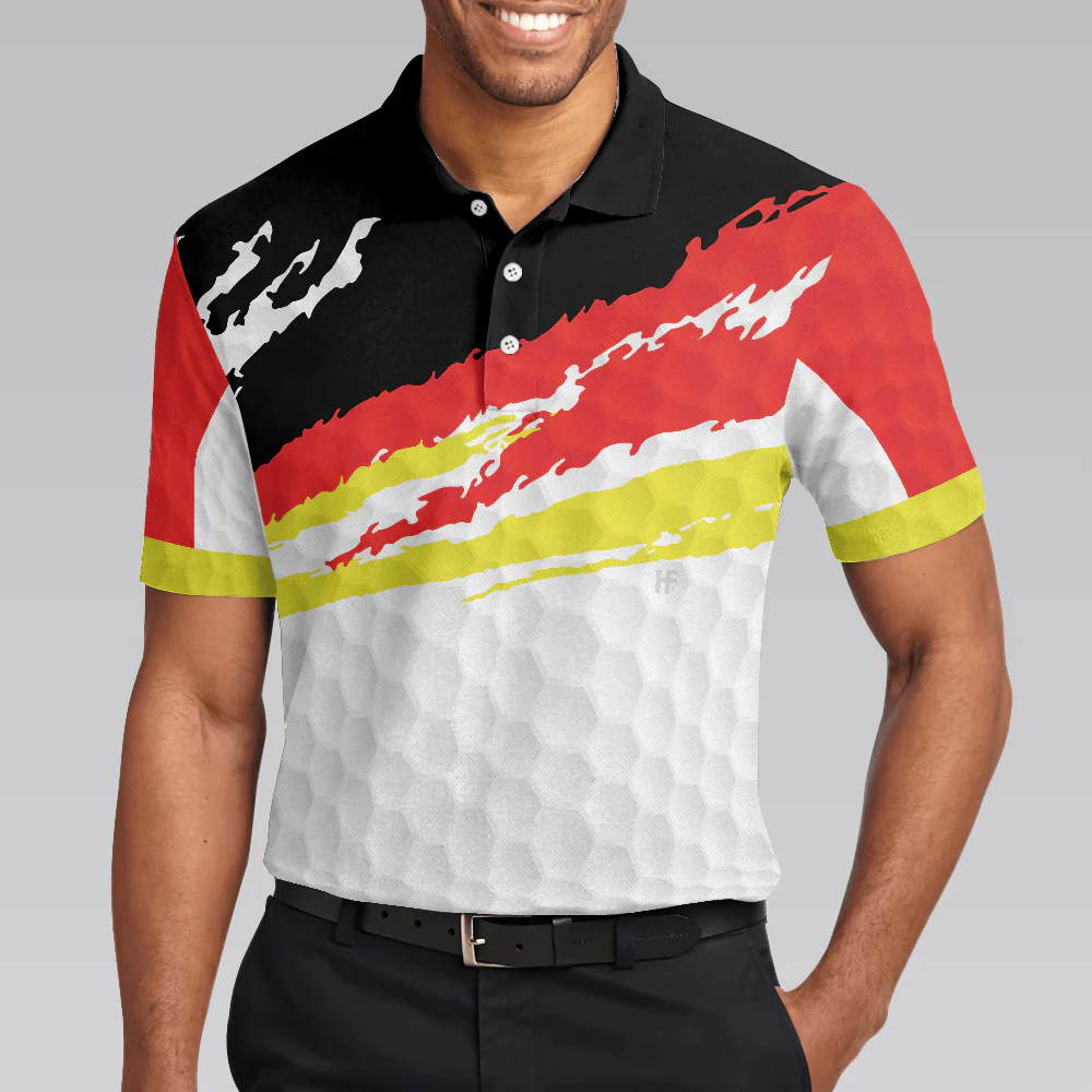 German Flag Golf Texture Short Sleeve All Over Print Men Polo Shirt, Paint Art Polo Shirt, Best Golf Shirt For Men - Image 5
