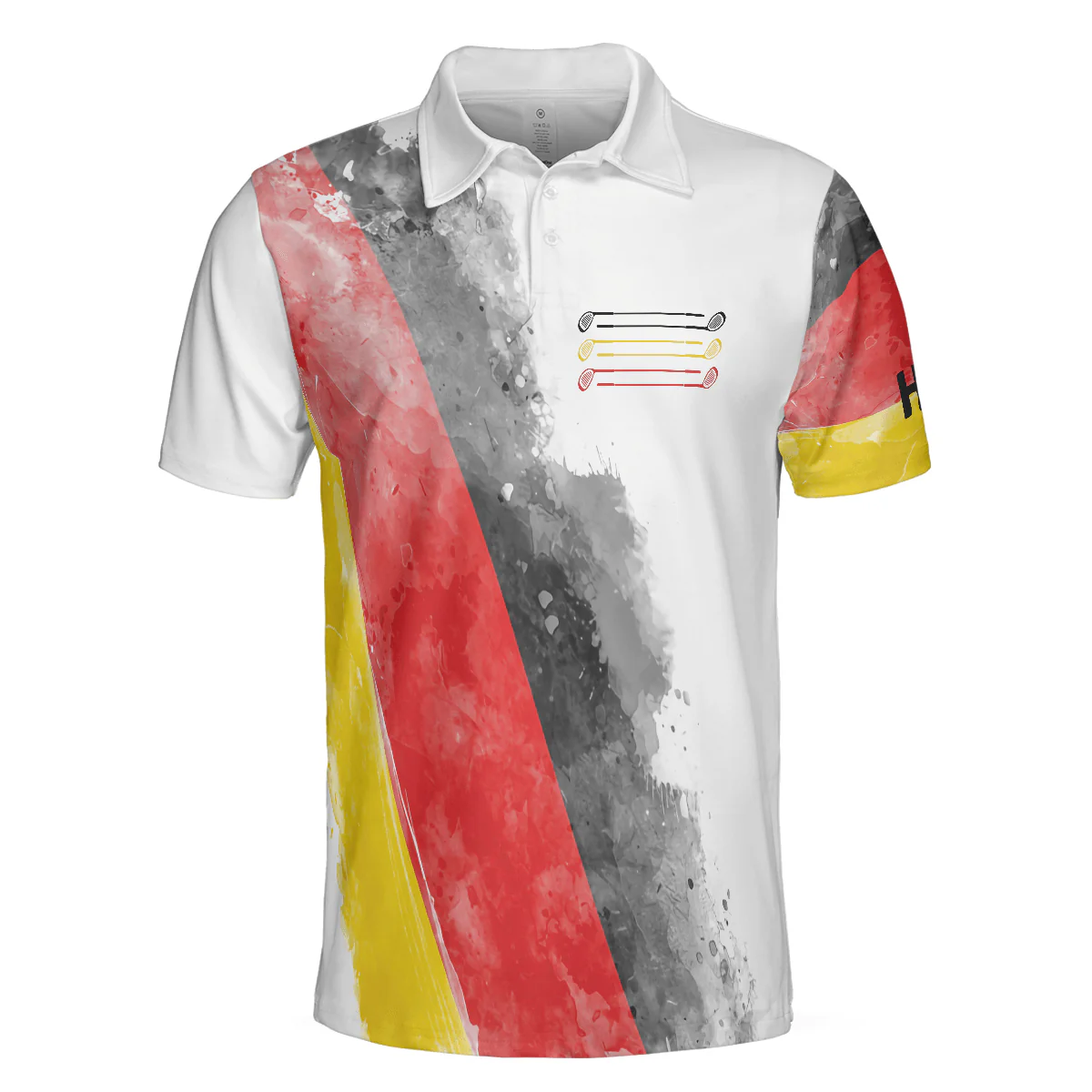 German Flag Special Golf Pattern Men Polo Shirt, Waterbrush Polo Shirt, Best Golf Shirt For Men - Image 3