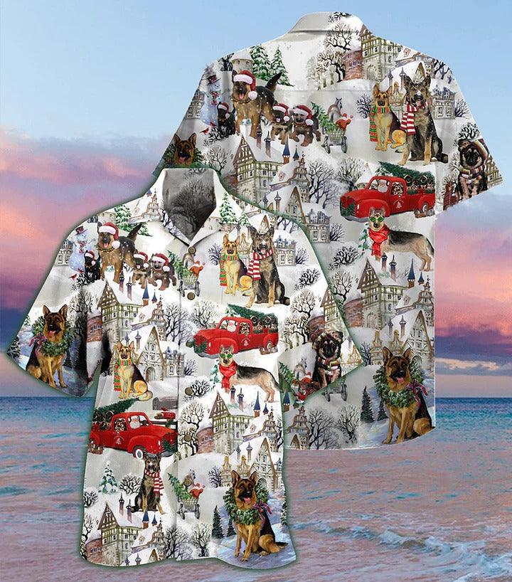 German Shepherd Aloha Hawaii Shirt - Dogs Snow Xmas Hawaiian Shirt For Summer - Perfect Gift For Dog Lovers, Friend, Family