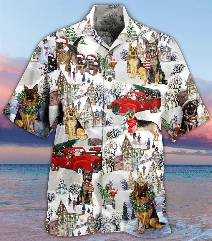 German Shepherd Aloha Hawaii Shirt - Dogs Snow Xmas Hawaiian Shirt For Summer - Perfect Gift For Dog Lovers, Friend, Family - Image 2