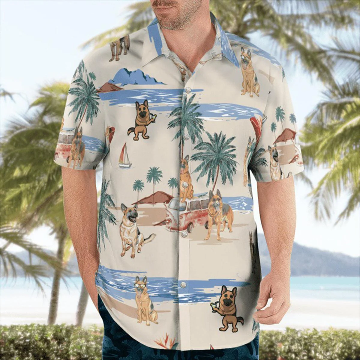 German Shepherd Aloha Hawaiian Shirt, German Shepherd Beach Hawaiian Shirt, Aloha Shirt For Summer - Perfect Gift For Men, Women, Dog Lover, Friend - Image 4