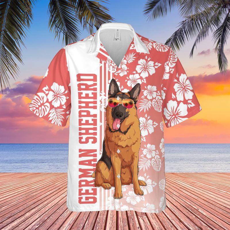 German Shepherd Aloha Hawaiian Shirts For Summer, Hibiscus Flower Hawaiian Set Holiday Outfits For Men Women, Gift For Dog Lovers, Dog Mom Dad, Friend - Image 2