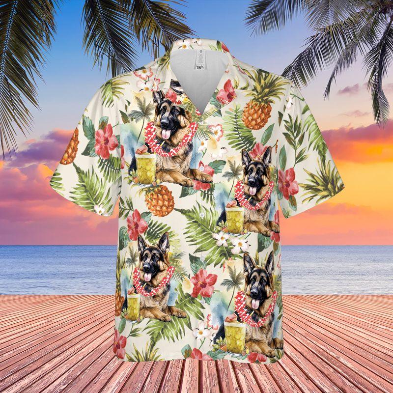 German Shepherd Aloha Hawaiian Shirts For Summer, Tropical Hawaiian Shirt For Men Women Outfit, Beachwear Gift For Dog Lovers, Friend, Dog Mom Dad - Image 2