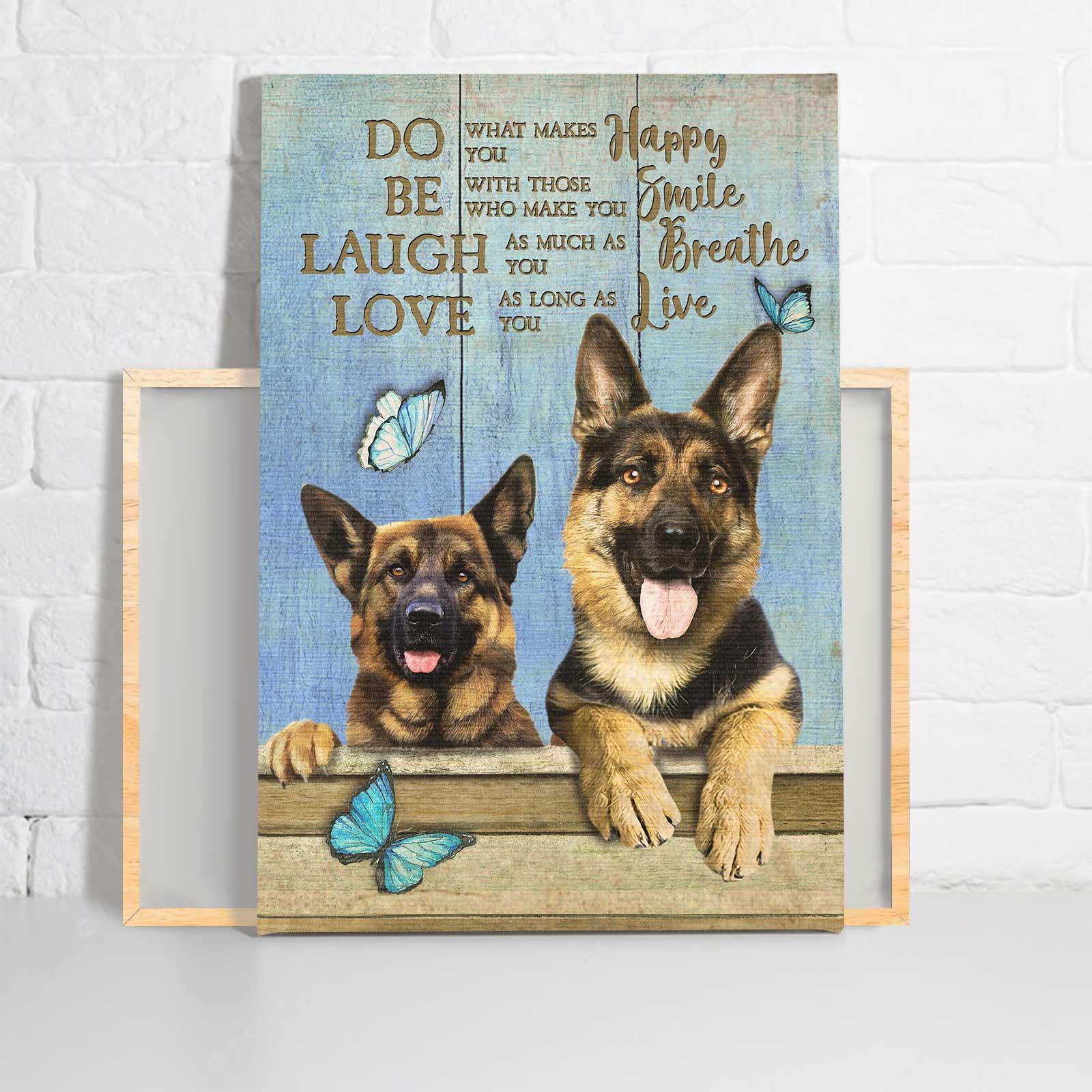 German Shepherd Portrait Canvas, Happy Smile Breathe Canvas, Wall Decor Visual Art - Perfect Gift For German Shepherd Owner, Dog Lovers