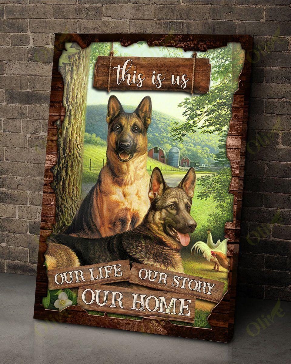 German Shepherd Portrait Canvas - This Is Us Out Life, Our Story, Our Home Premium Wrapped Canvas - Perfect Gift For German Shepherd Lover, Dog Lover