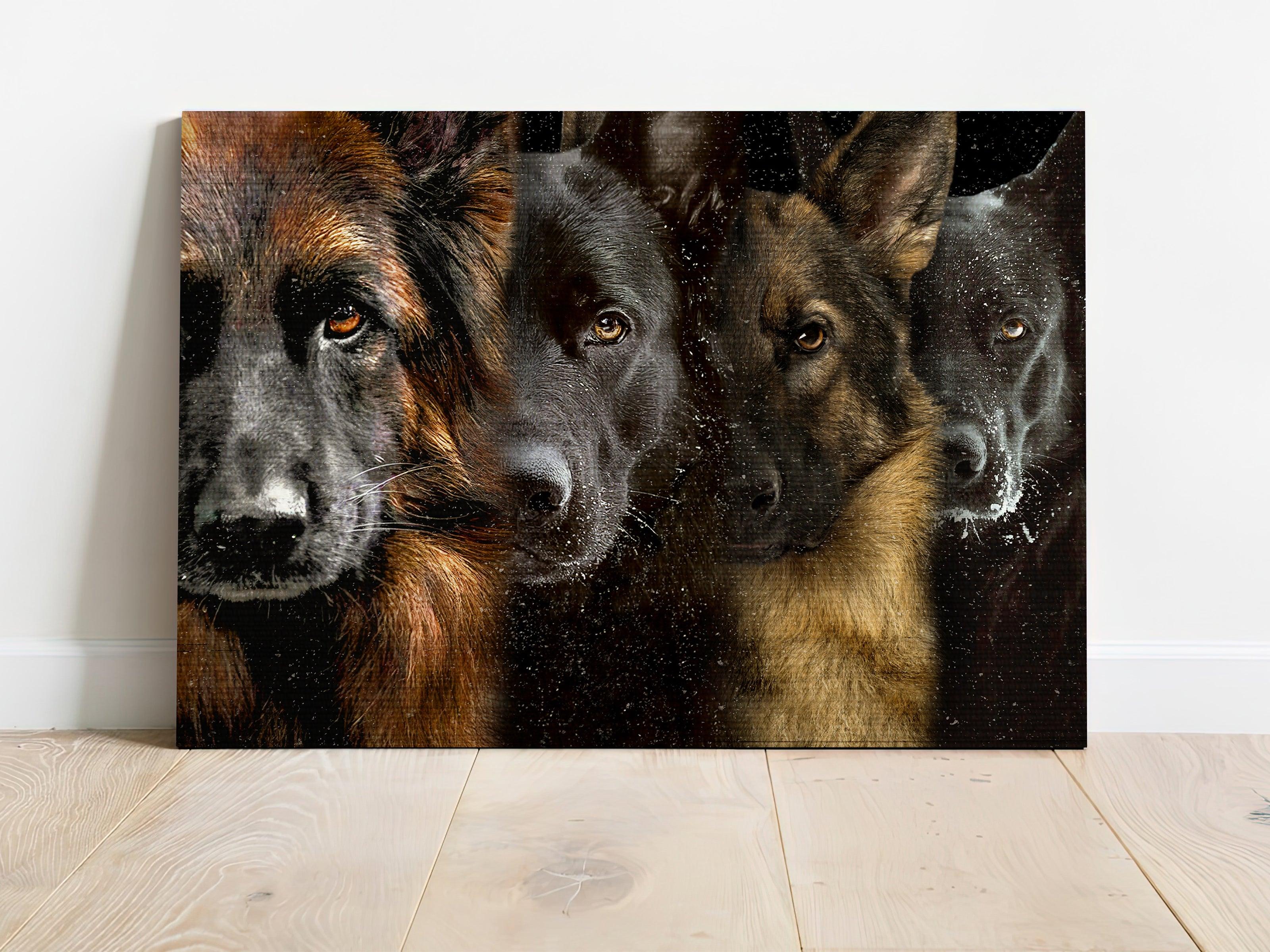 German Shepherd Premium Wrapped Landscape Canvas - Awesome German Shepherd family- Gift For German Shepherd Lovers - Dog Landscape Canvas - Image 2