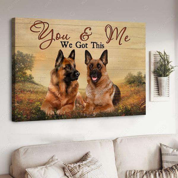 German Shepherd Premium Wrapped Landscape Canvas - German shepherd Dogs, Meadow Land, Countryside, You And Me - Gift For German Shepherd Lovers