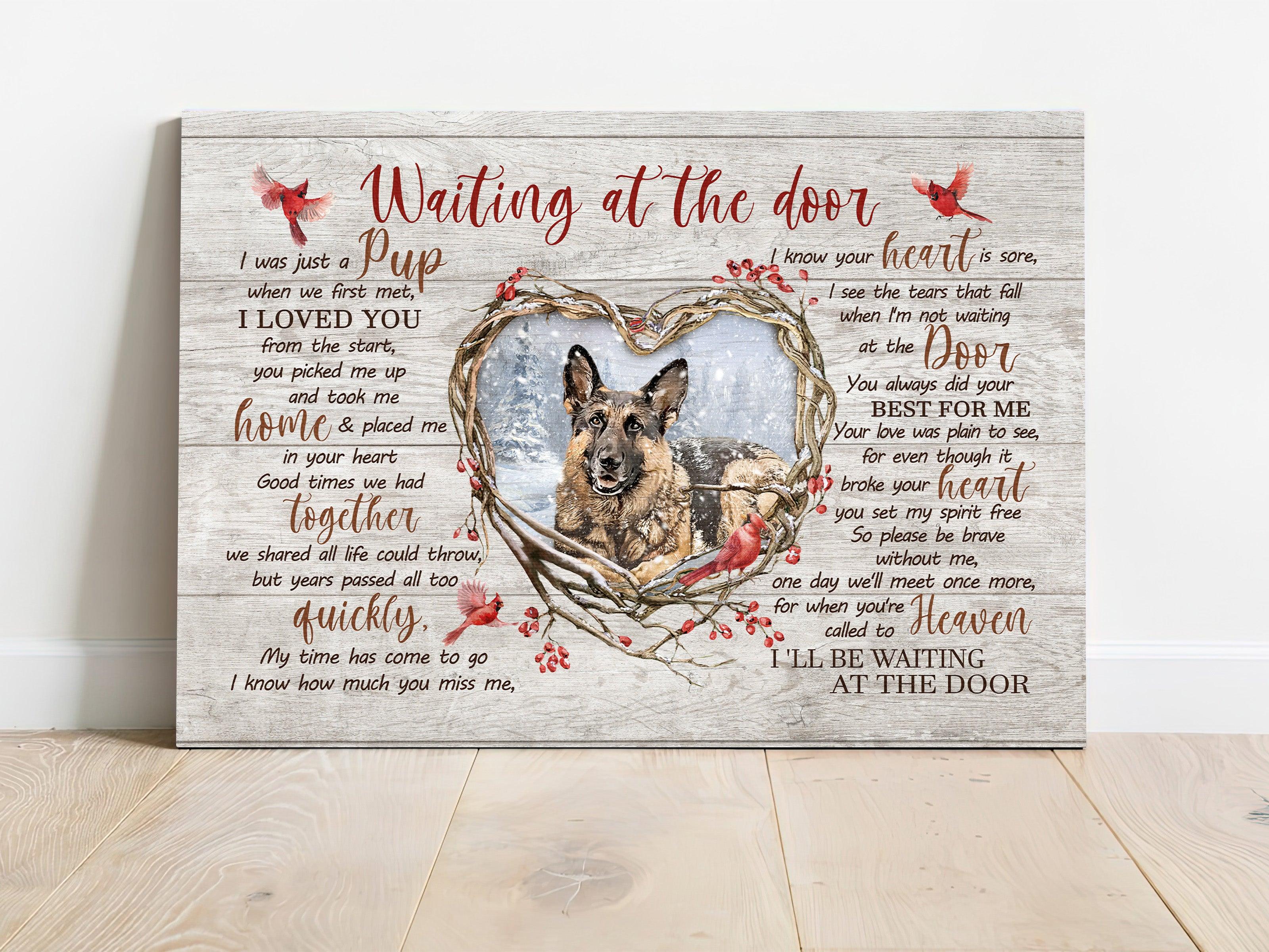 German Shepherd Premium Wrapped Landscape Canvas - Heart Of Thorn Red Cardinal, Waiting At The Door - Memorial Gift For German Shepherd Lovers - Image 2