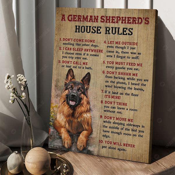 German Shepherd Premium Wrapped Portrait Canvas - Dog Drawing, A German Shepherd’s Horse Rule - Perfect Gift For German Shepherd Lovers