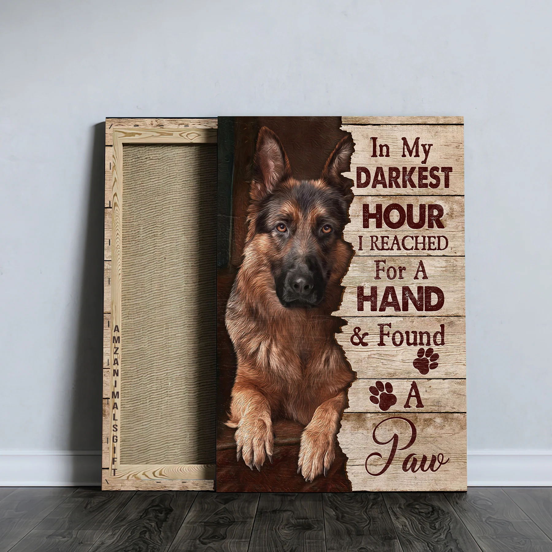 German Shepherd Premium Wrapped Portrait Canvas - German Shepherd Dog Drawing, In My Darkest Hour - Gift For German Shepherd Lovers, Dog Lovers - Image 2