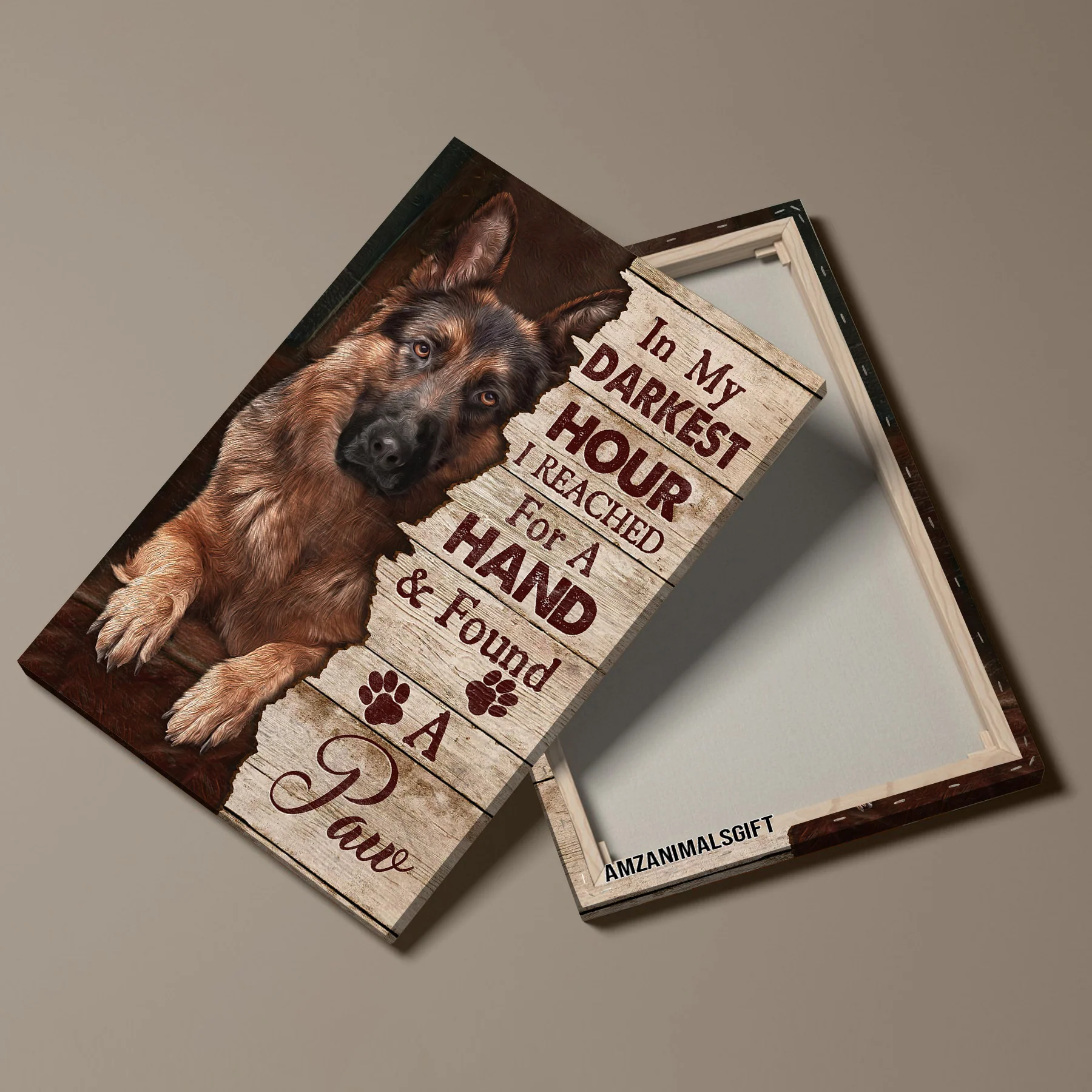 German Shepherd Premium Wrapped Portrait Canvas - German Shepherd Dog Drawing, In My Darkest Hour - Gift For German Shepherd Lovers, Dog Lovers - Image 3