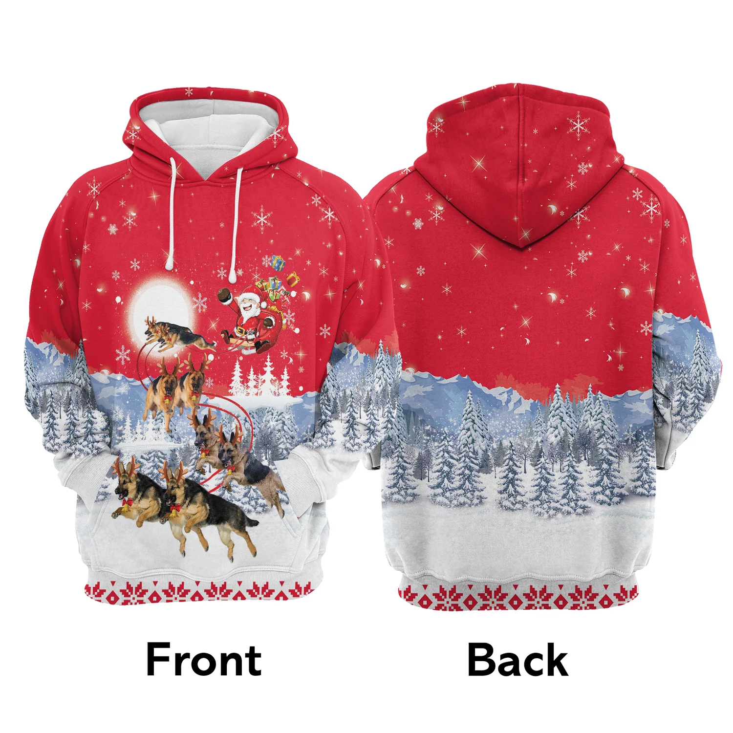 German Shepherd Santa Claus Christmas Pullover Premium Hoodie, Perfect Outfit For Men And Women On Christmas New Year Autumn Winter - Image 2