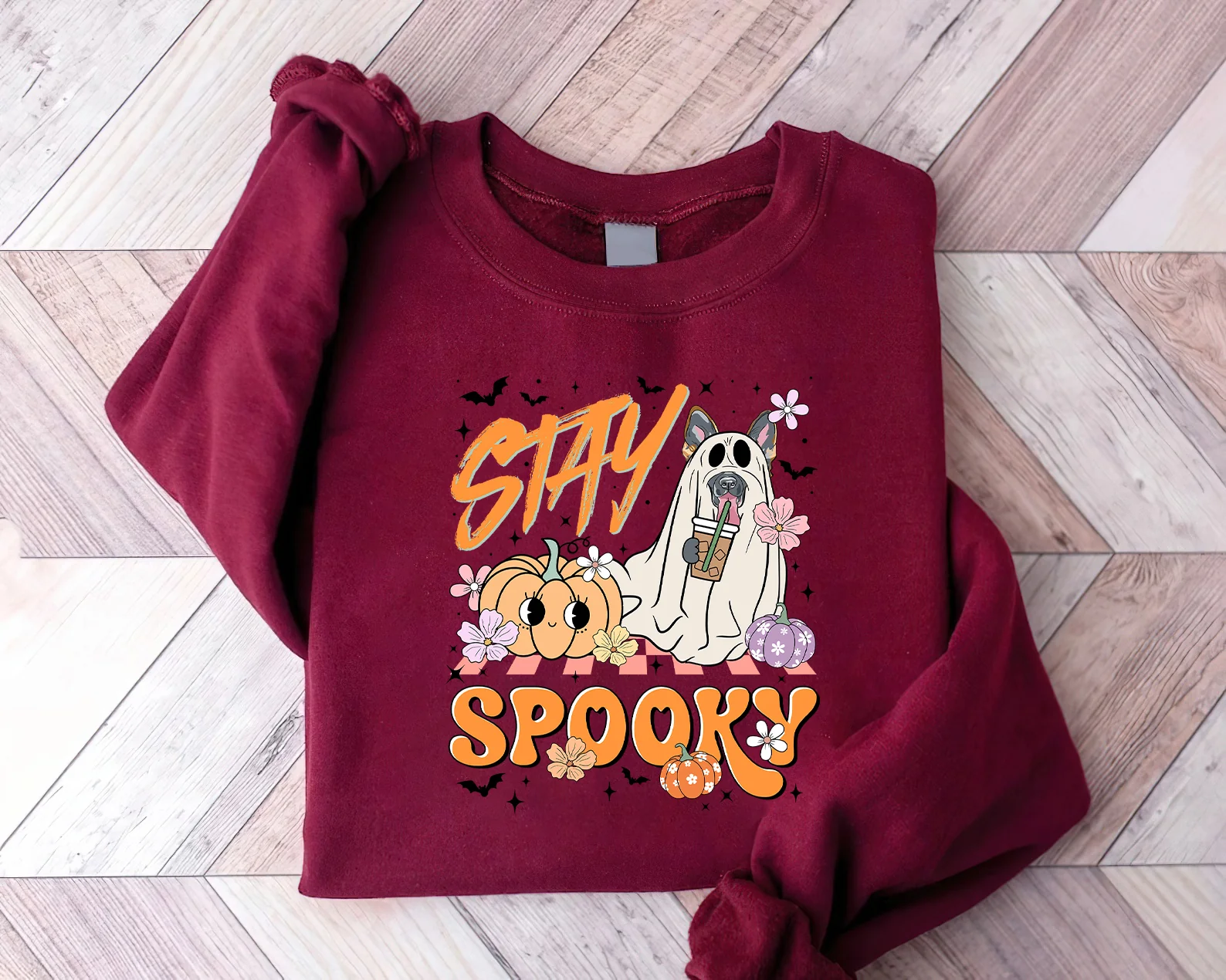 German Shepherd Sweatshirt, Stay Spooky German Shepherd Pumpkin Sweatshirt, Halloween Dog Shirt, German Shepherd Dog Sweatshirt - Image 2