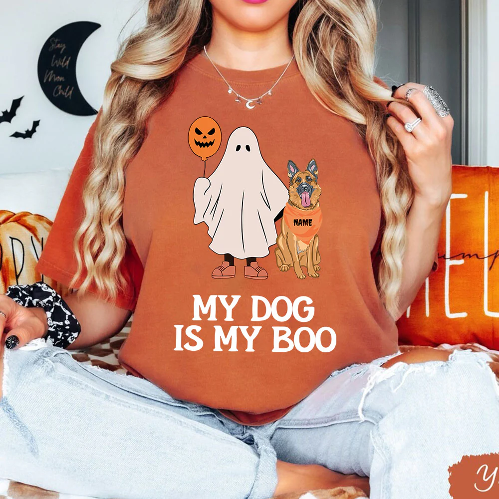 German Sherphed Tshirt, My Dog Is My Boo German Sherphed Shirt, German Sherphed Halloween Gift For Dog Lovers Tshirt - Image 2