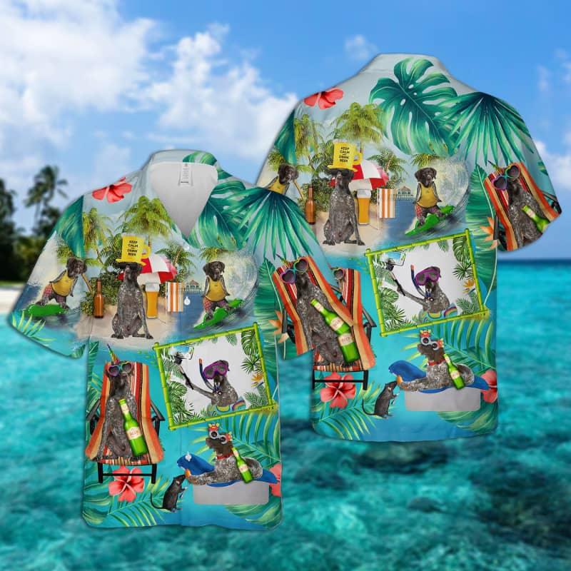 German Shorthaired Pointer Hawaiian Shirt, Dog Surfing Hawaiian Shirt, Tropical Summer Aloha Shirt For Men - Perfect Gift For German Shorthaired Pointer Lovers, Husband, Boyfriend, Friend, Family
