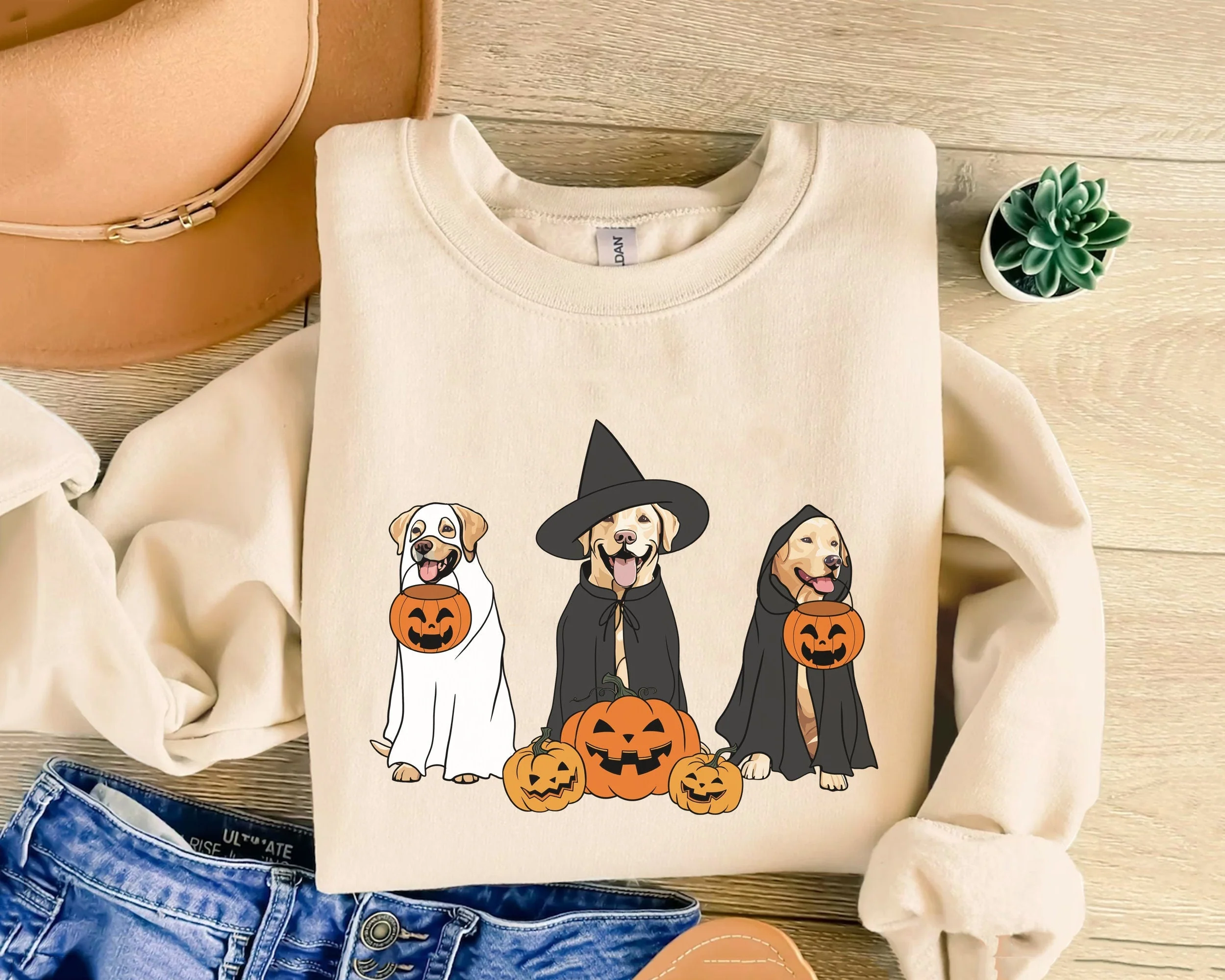 Ghost And Witch Labrador Retriever Sweatshirt, Ghost Labrador Retriever Shirt, Witch Labrador Retriever Shirt, Labrador Retriever Halloween - Image 2