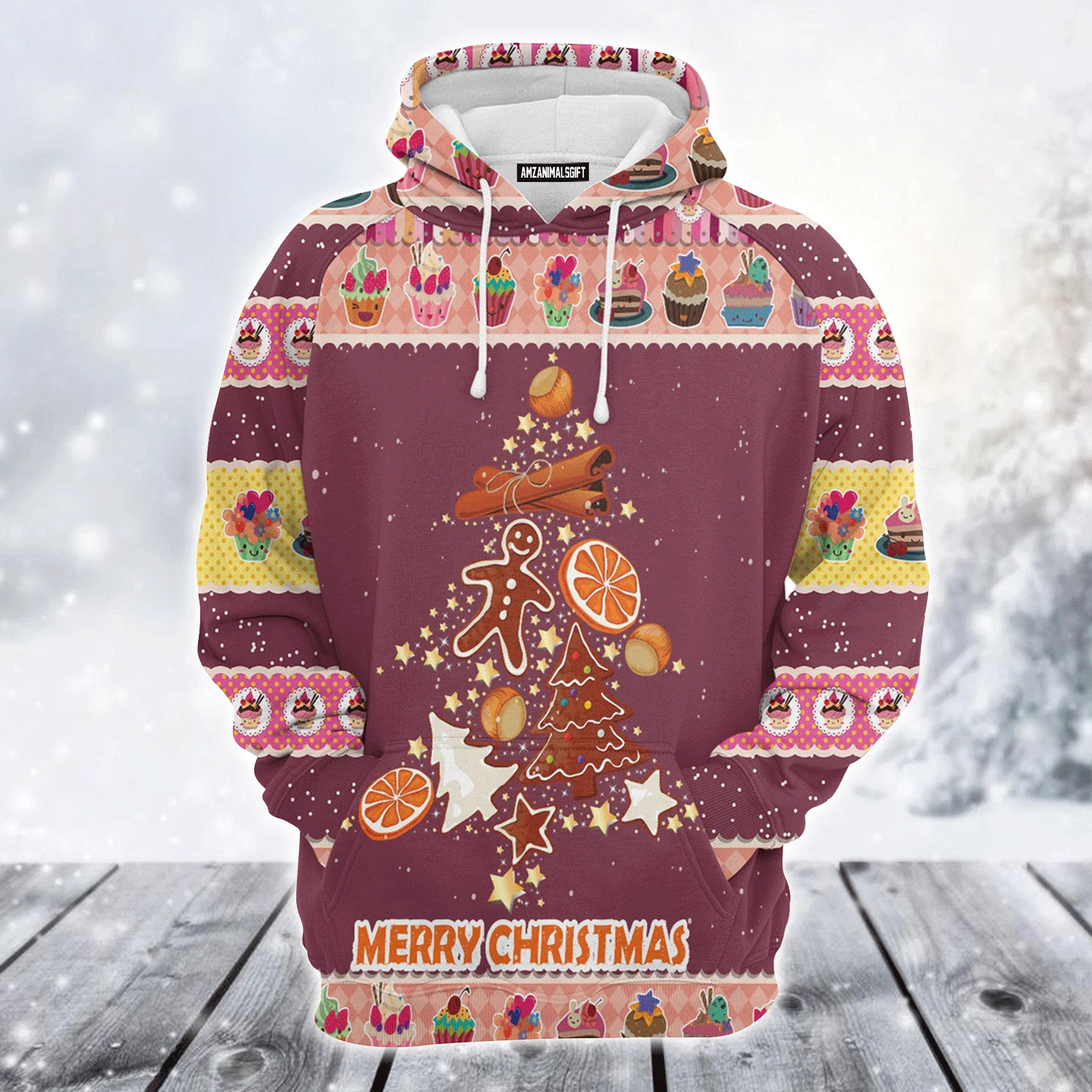 Gingerbread Premium Christmas Hoodie, Gingerbread Christmas Tree Christmas Unisex Hoodie For Men & Women - Perfect Gift For Christmas, Family - Image 2