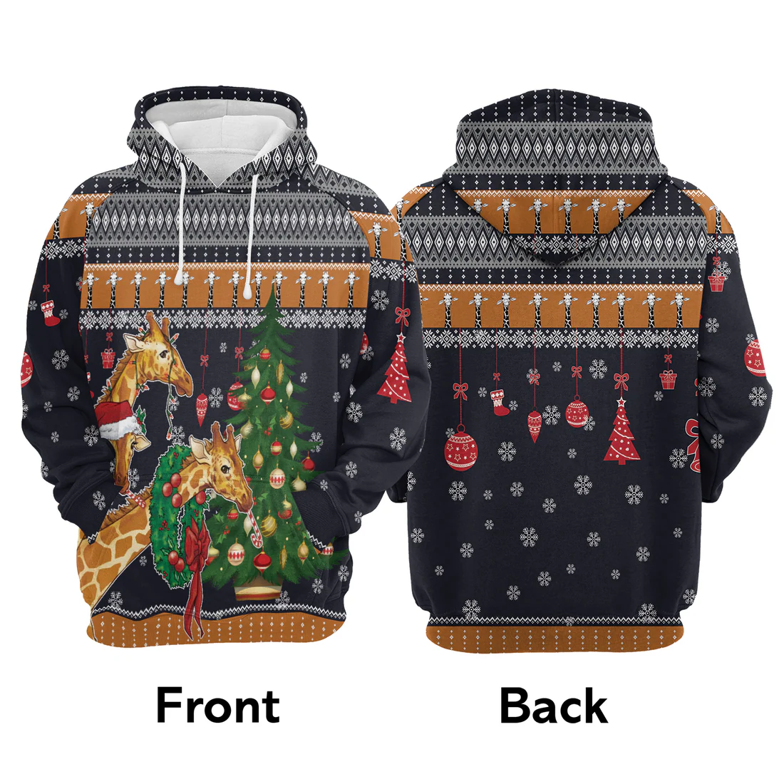 Giraffe Premium Christmas Hoodie, Giraffe Love Christmas Unisex Hoodie For Men & Women - Perfect Gift For Christmas, Giraffe Lover - Image 3