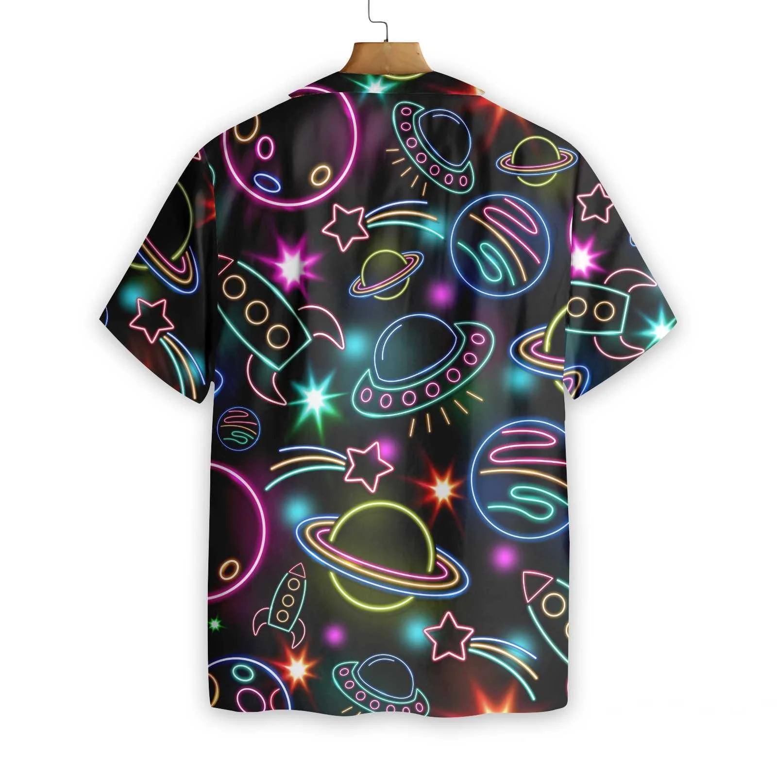 Glowing Space With Rainbow Star Hawaiian Shirt, Colorful Summer Aloha Shirt For Men Women, Perfect Gift For Husband, Wife, Friend, Family - Image 3