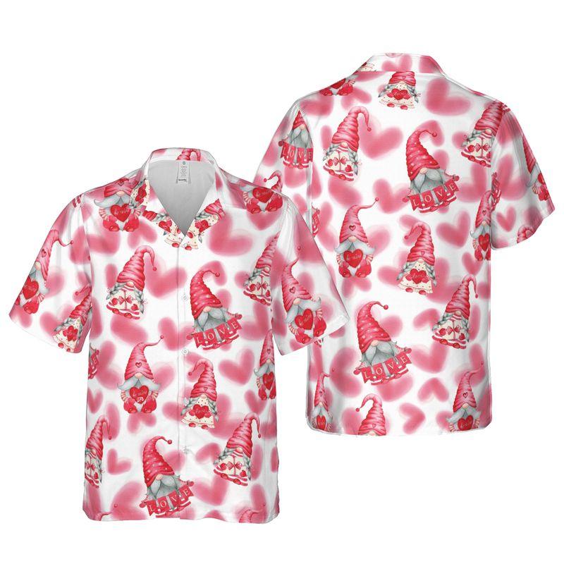 Gnome Aloha Hawaiian Shirts For Summer, Heart Love Hawaiian Set For Men Women, Valentine Gift For Husband Wife, Boyfriend, Girlfriend, Couple - Image 5