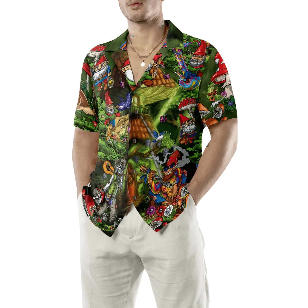 Gnome Hippie Hawaiian Shirt - Perfect Gift For Husband, Boyfriend, Friend, Family