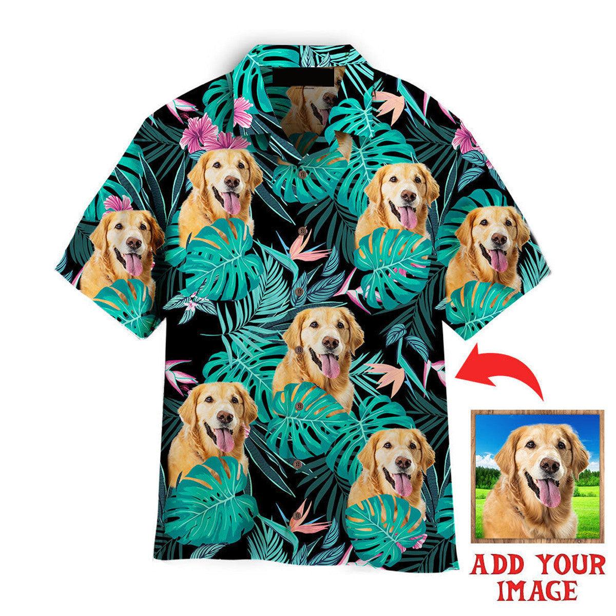Golden Retriever Hawaiian Shirt Custom Photo, Dog Palm Leaves Tropical Personalized Hawaiian Shirt - Perfect Gift For Cat Lovers, Family, Friends - Image 2