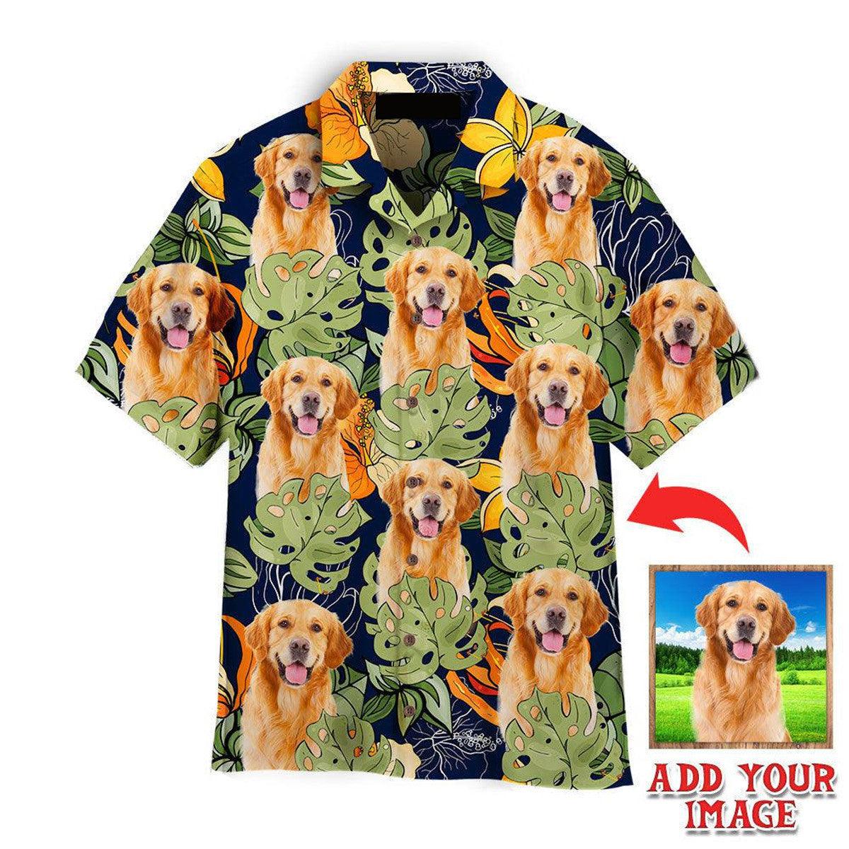 Golden Retriever Hawaiian Shirt Custom Photo, Dog With Vintage Tropical Leaves Personalized Hawaiian Shirt - Perfect Gift For Dog Lovers, Family, Friends - Image 2