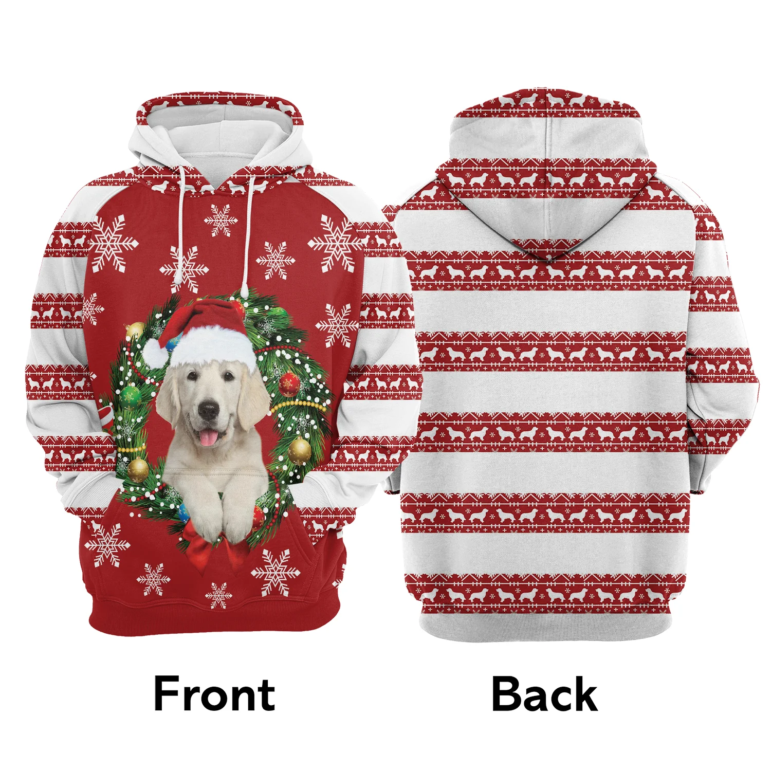 Golden Retriever Wearing Santa Hat Pullover Premium Hoodie, Perfect Outfit For Men And Women On Christmas New Year Autumn Winter - Image 2