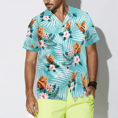 Golden Tabby Cat Hawaiian Shirt, Tropical Summer Flower Aloha Shirt For Men - Perfect Gift For Cat Lovers, Husband, Boyfriend, Friend, Family - Image 4