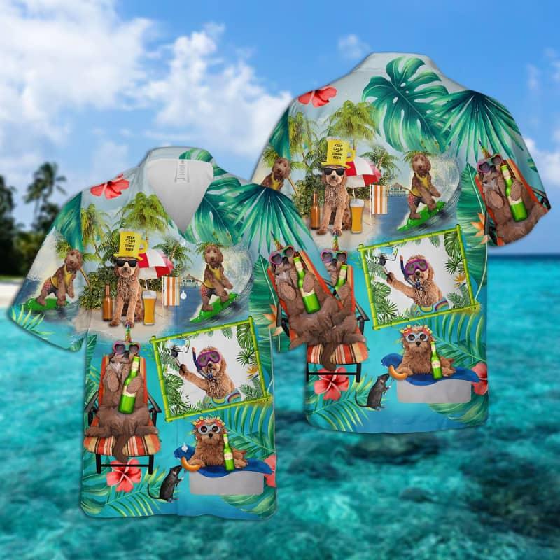 Goldendoodle Hawaiian Shirt, Dog Surfing, Tropical Summer Aloha Shirt For Men - Perfect Gift For Goldendoodle Lovers, Friend, Family - Image 4