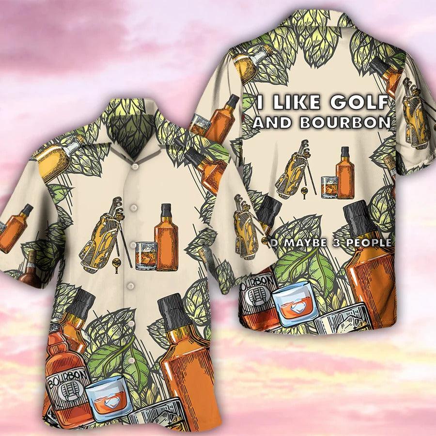 Golf Aloha Hawaiian Shirt, Golf And Bourbon I Like Hawaiian Shirt For Summer - Perfect Gift For Men, Women, Golfer