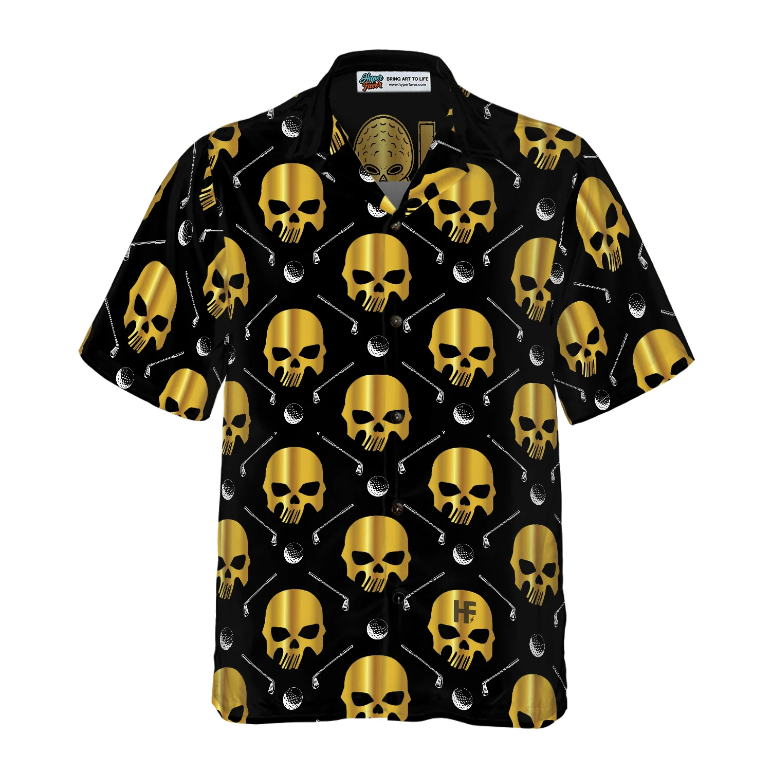 Golf Hawaiian Shirts, Golf And Golden Skull Pattern Aloha Hawaiian Shirt For Summer - Gift For Men Women, Friend, Team, Golf Lovers - Image 3