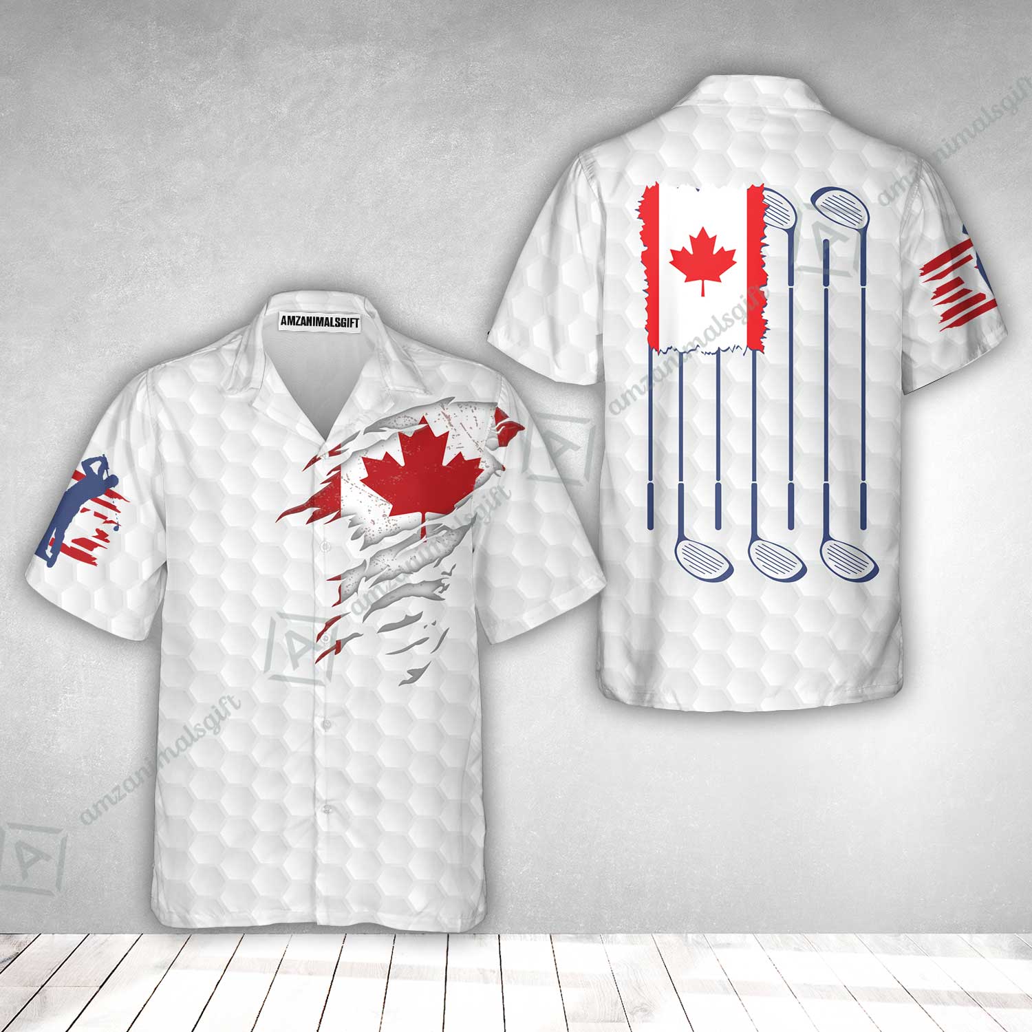 Golf Canada Flag Hawaiian Shirt, Red Maple Leaf Golfing Shirt, Canadian Golf Hawaiian Shirt - Image 2