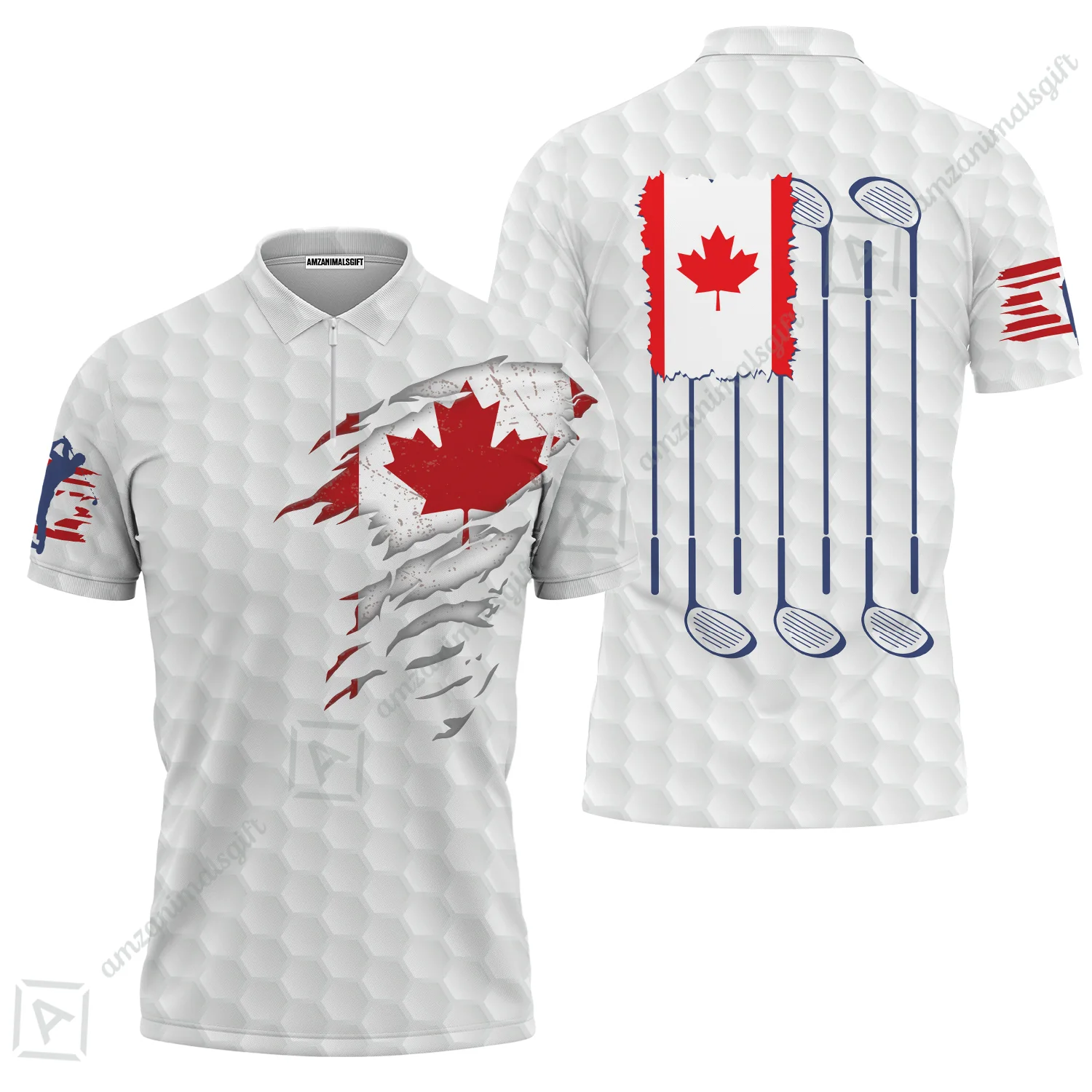 Golf Canada Flag Hawaiian Shirt, Red Maple Leaf Golfing Shirt, Canadian Golf Hawaiian Shirt - Image 3