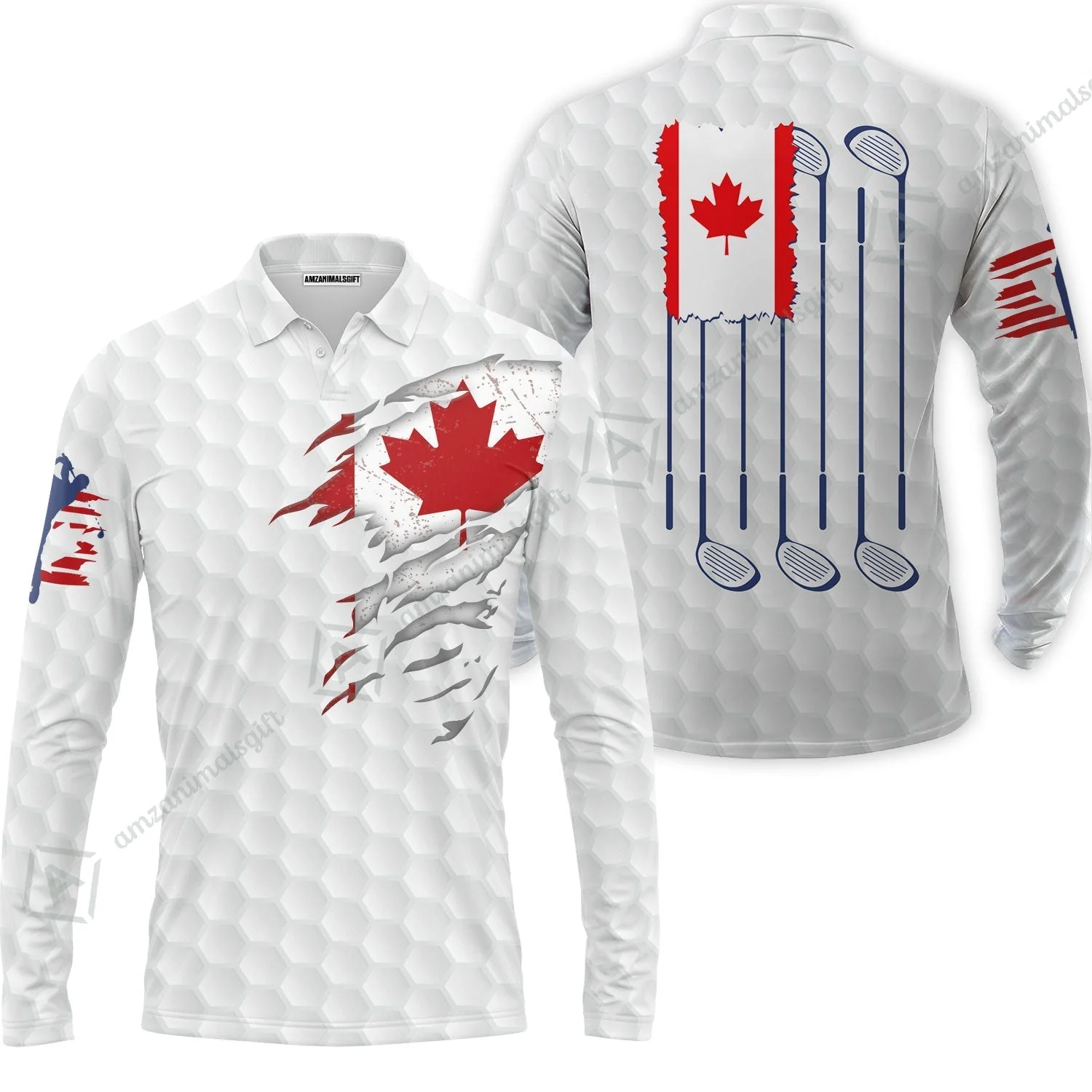 Golf Canada Flag Hawaiian Shirt, Red Maple Leaf Golfing Shirt, Canadian Golf Hawaiian Shirt - Image 4