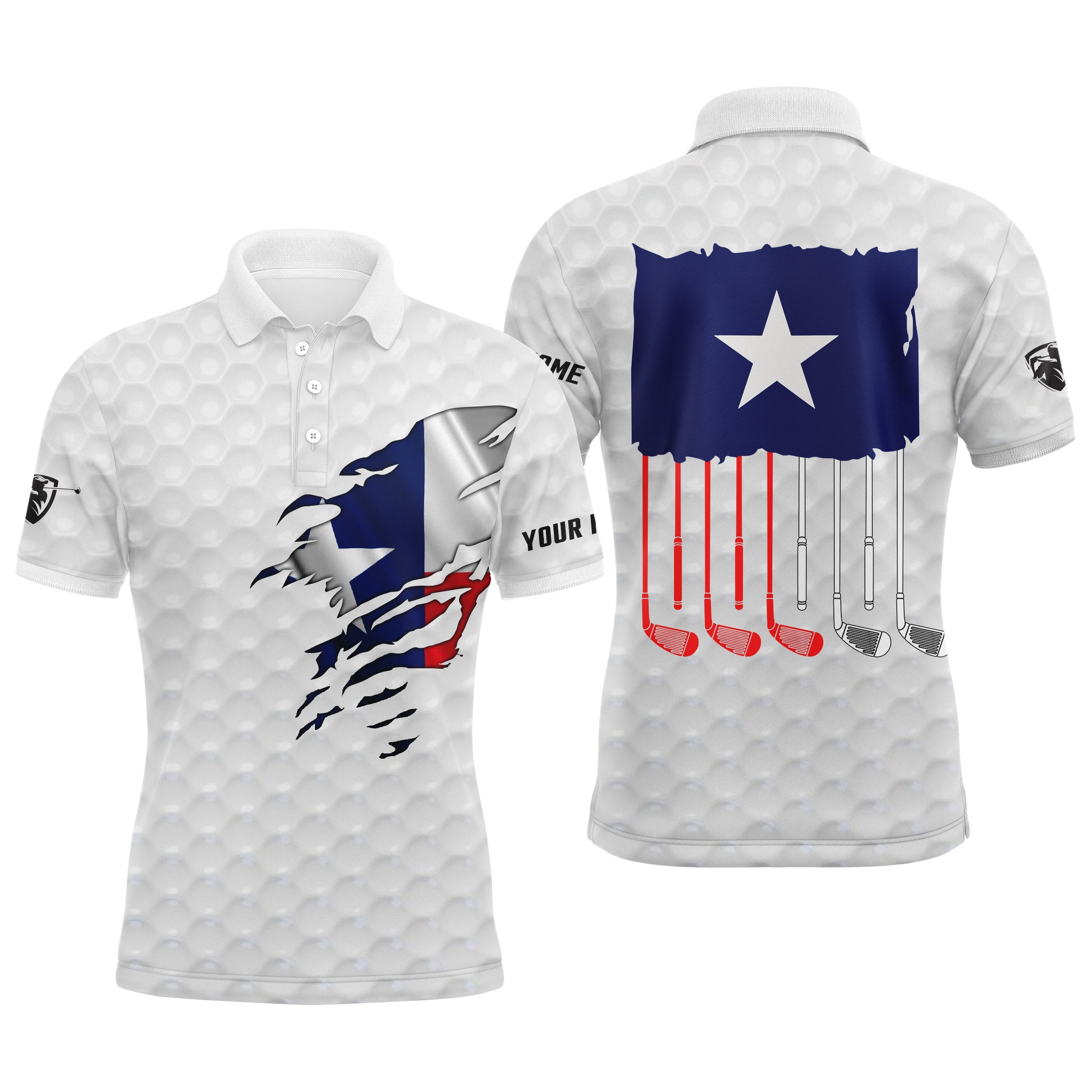 Golf Custom Name Long Sleeve Polo Shirt Patriotic Texas Flag Men Golfer Apparel, Best Outfit For Men, Golf Lover, Team, Golfer - Image 3