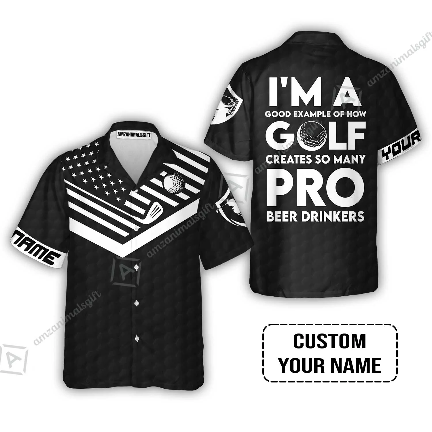 Personalized Golf American Flag Men Polo Shirt, I'm A Golf Pro And Beer Drinker Custom Polo Shirt - Image 5
