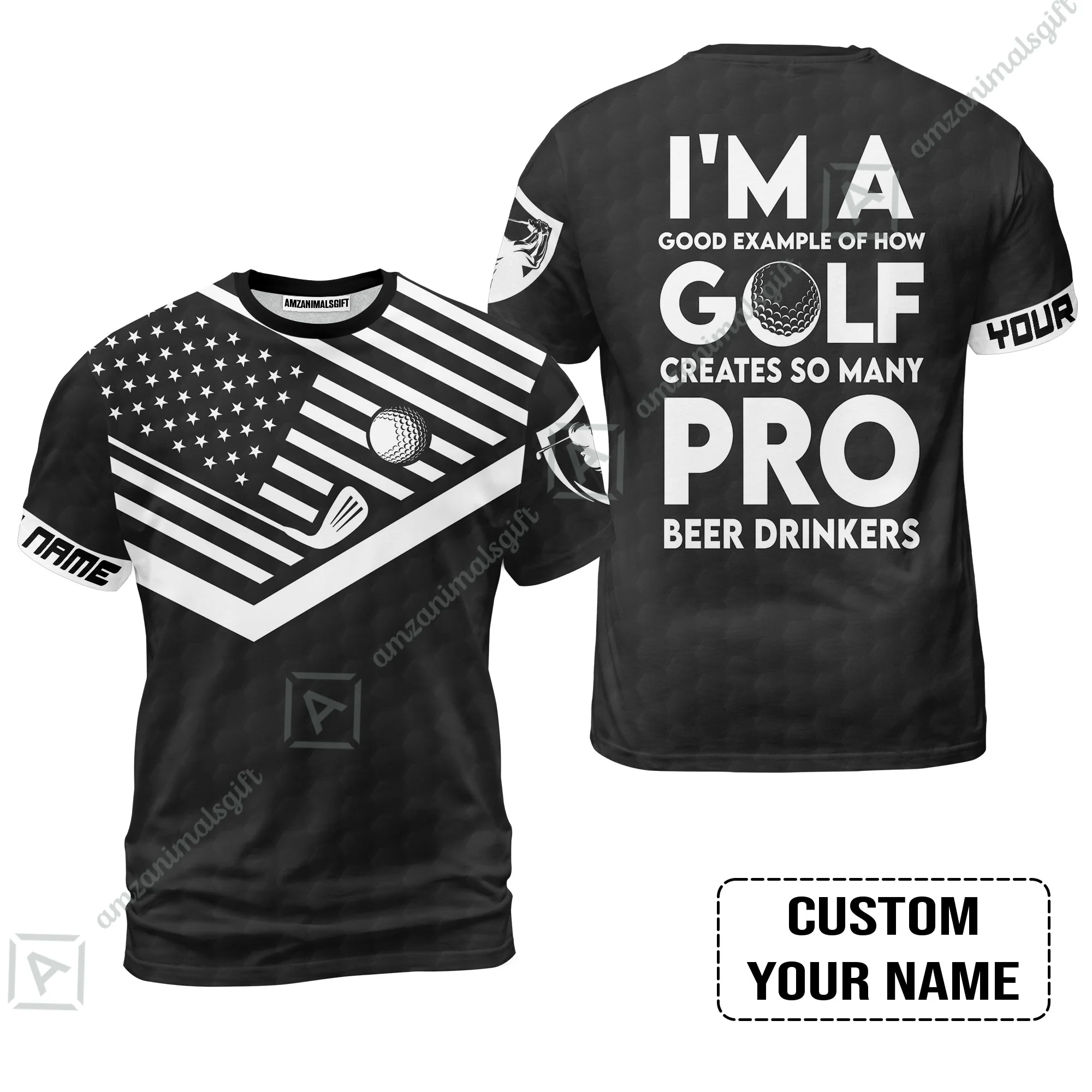 Personalized Golf American Flag Men Polo Shirt, I'm A Golf Pro And Beer Drinker Custom Polo Shirt - Image 6