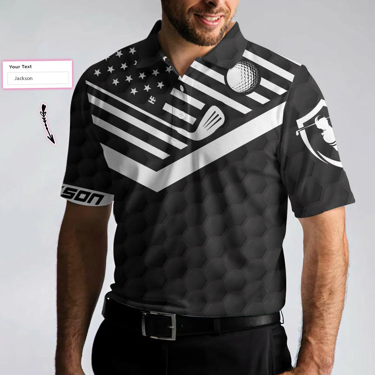 Golf Custom Name Polo Shirt - Sinking Putts Banging Sluts Custom Polo Shirt, Personalized Black Golf Pattern Shirt- Perfect Gift For Men, Golfers - Image 2