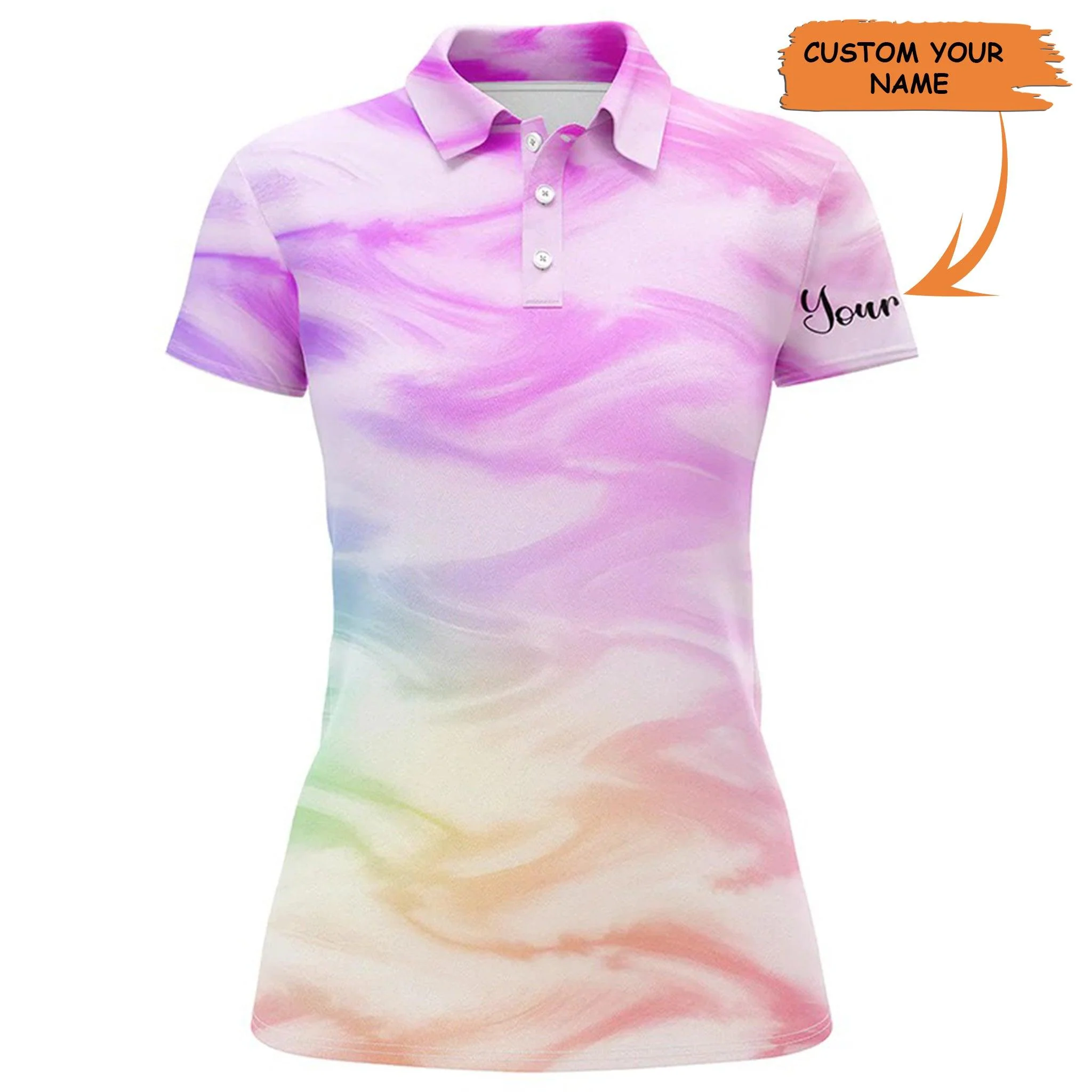 Golf Custom Name Women Polo Shirt, Colorful Watercolor Paint Personalized Women Polo Shirt - Perfect Gift For Ladies, Golf Lovers, Golfers