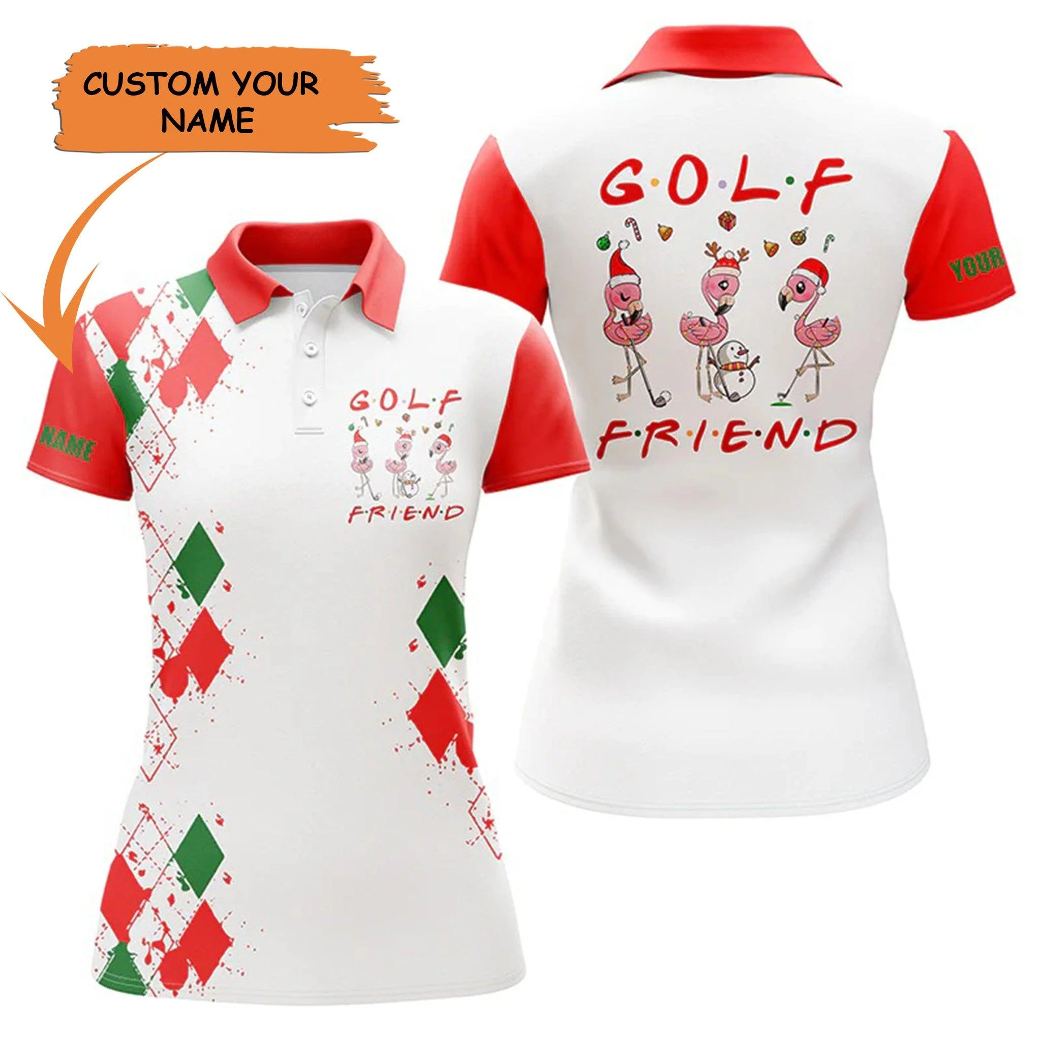 Golf Custom Name Women Polo Shirt, Flamingo Golf Friend Christmas Personalized Women Polo Shirt - Perfect Gift For Ladies, Golf Lovers, Golfers