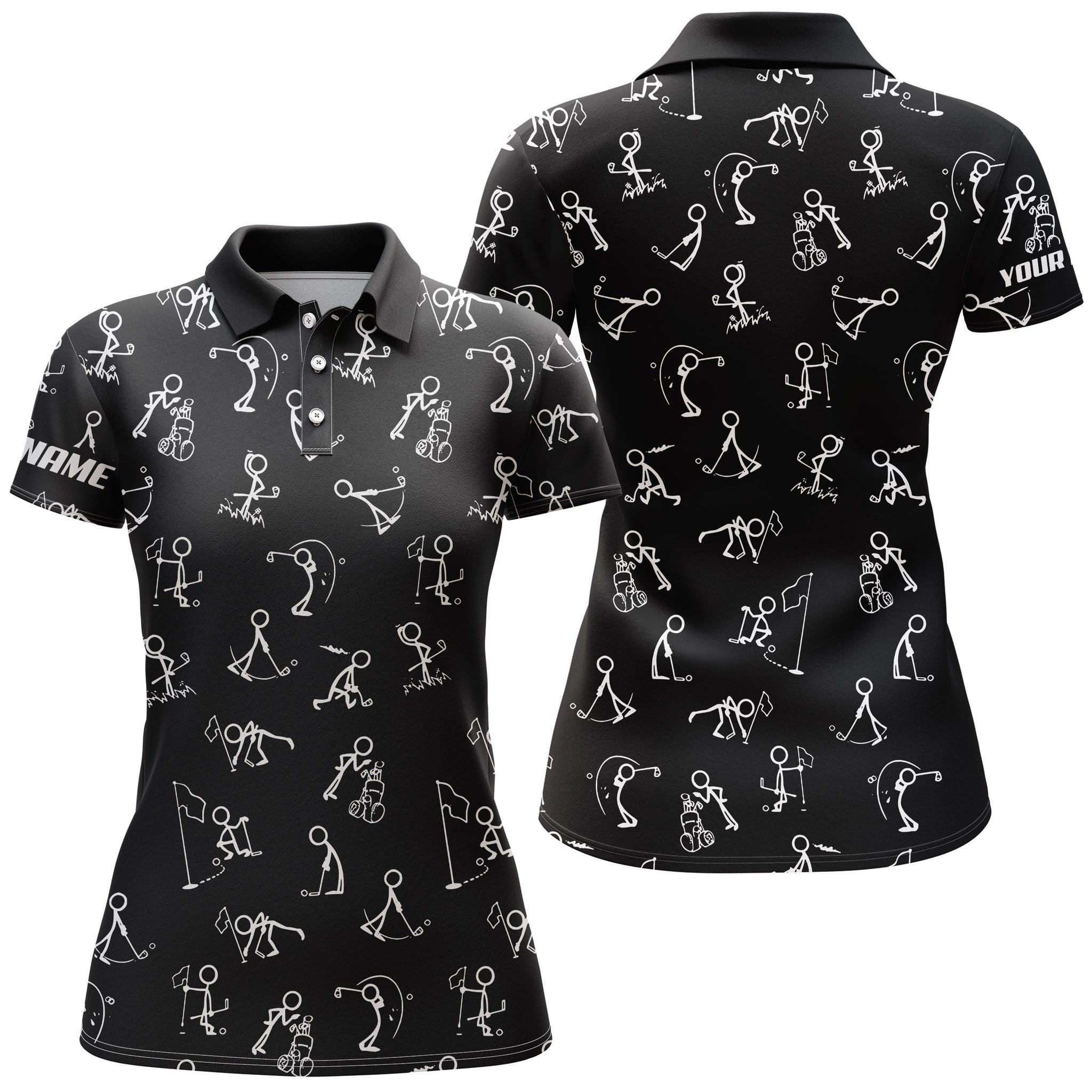 Golf Custom Name Women Polo Shirt, Funny Golf Pattern Black Personalized Outfit Women Polo Shirts, Golf Tops, Gift For Ladies, Golf Lovers, Golfers - Image 2