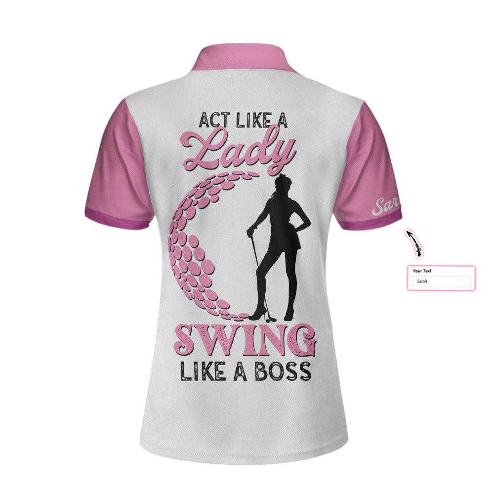 Golf Custom Name Women Polo Shirt, Golf Act Like A Lady, Leopard Pattern Personalized Women Polo Shirts With Sayings, Best Gift For Female Golfers - Image 5