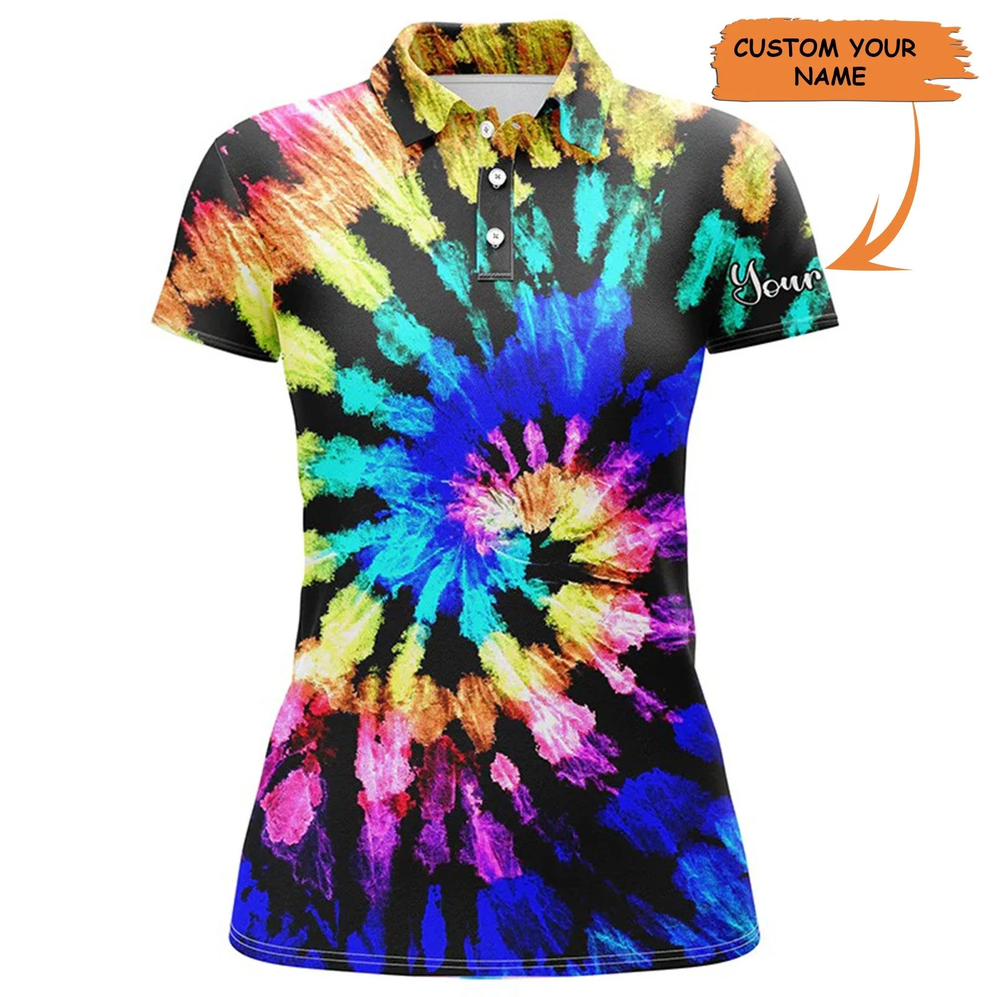 Golf Custom Name Women Polo Shirt, Golf Shirt For Women, Tie Dye Pattern Personalized Women Polo Shirt - Perfect Gift For Ladies, Golf Lovers, Golfers